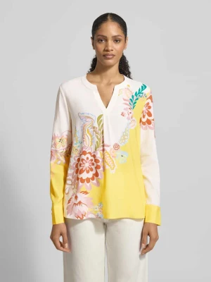 Bluzka o krój regular fit z mieszanki jedwabiu i elastanu ze wzorem na całej powierzchni HERZENS