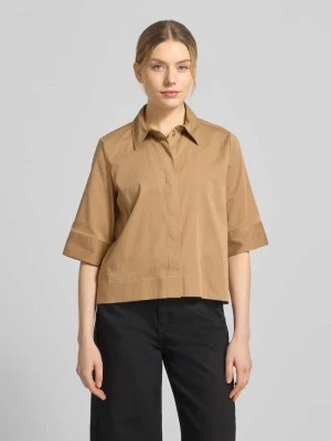 Bluzka o kroju boxy fit z krytą plisą guzikową milano italy