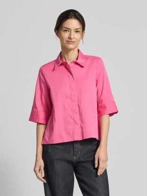 Bluzka o kroju boxy fit z krytą plisą guzikową milano italy