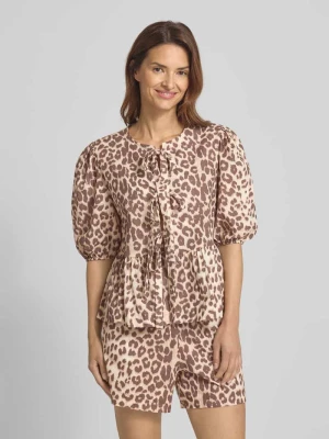 bluzka o kroju regular fit mieszanka bawełny i lnu model 'ROMI' VILLA SOPHIE