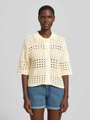 bluzka o kroju regular fit w imitacji dzianiny z kwiatowym obszyciem ozdobnymi kamieniami Liu Jo White