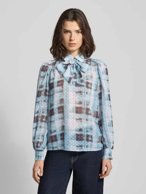 Bluzka o kroju regular fit wiązaniem pod szyją i listwą guzikową Christian Berg Woman Selection