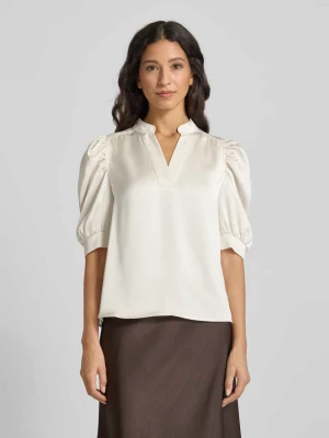 Bluzka o kroju regular fit z bufiastymi rękawami model ‘Roella’ NEO NOIR