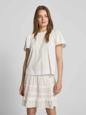 Bluzka o kroju regular fit z czystej bawełny model ‘PRETTY’ Vero Moda Biały
