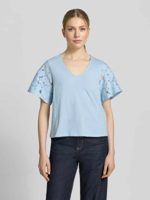 Bluzka o kroju regular fit z czystej bawełny model 'VILLA' Vero Moda Jasnoniebieski