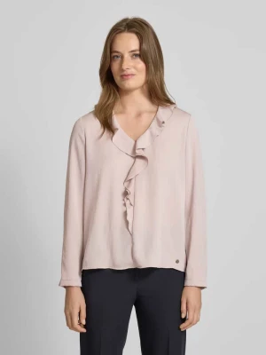 Bluzka o kroju regular fit z dekoltem w serek i falbanami Marc Cain