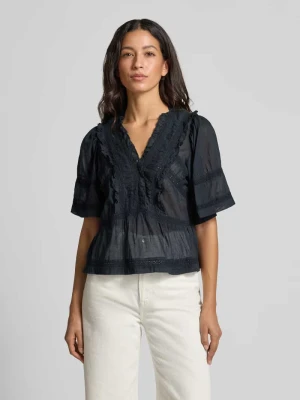 Bluzka o kroju regular fit z dekoltem w serek model ‘Evienne’ NEO NOIR