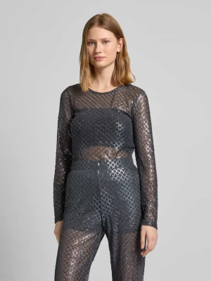 Bluzka o kroju regular fit z długim rękawem i cekinowym obszyciem model ‘SAFINA’ Vero Moda
