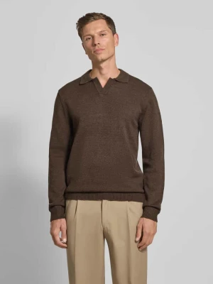 Bluzka o kroju regular fit z długim rękawem i kołnierzykiem polo model ‘Karl’ casual friday