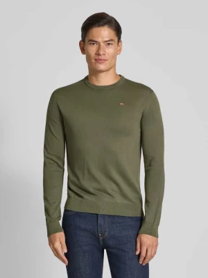 Bluzka o kroju regular fit z długim rękawem i wyhaftowanym logo model ‘Droz’ Napapijri