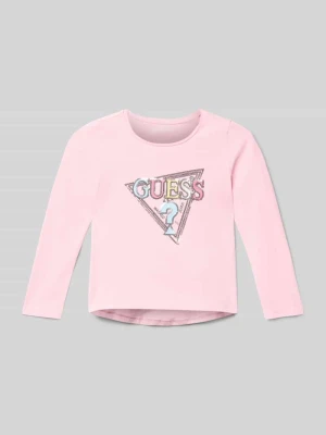 Bluzka o kroju regular fit z długim rękawem z mieszanki bawełny z wyhaftowanym logo Guess