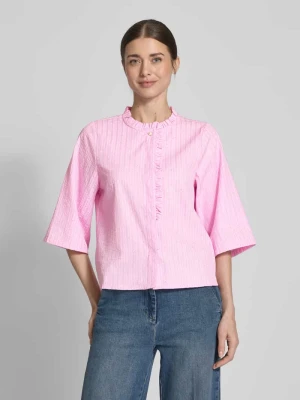 Bluzka o kroju regular fit z falbanami model ‘RUBY’ Ichi