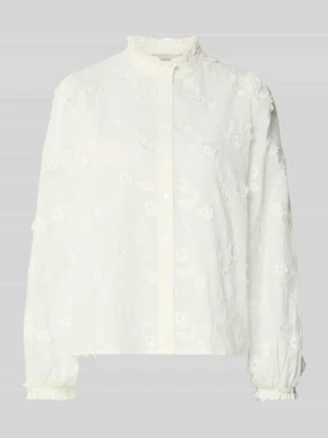 Bluzka o kroju regular fit z haftami i stójką model 'Oda Deco' NEO NOIR