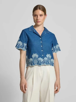 bluzka o kroju regular fit z haftami model 'PETRA' Guess