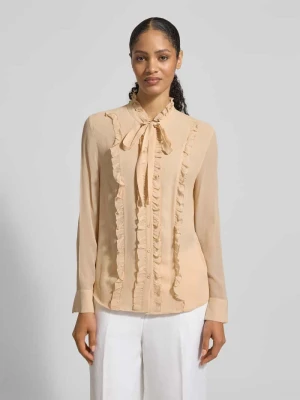 Bluzka o kroju regular fit z jedwabiu z falbanami HERZENS