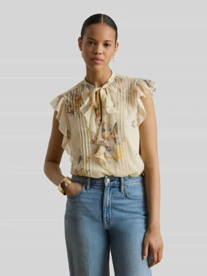bluzka o kroju regular fit z kołnierzem z falbanami Lauren Ralph Lauren