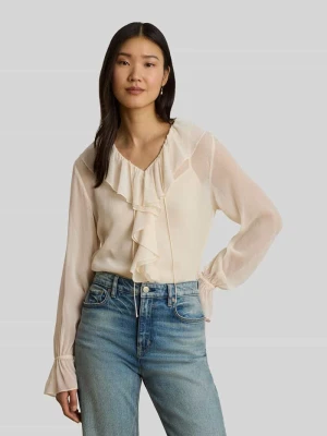 bluzka o kroju regular fit z kołnierzem z falbanami Lauren Ralph Lauren Écru