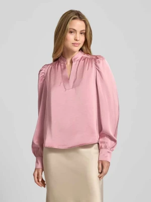 Bluzka o kroju regular fit z kołnierzem z lamówką model ‘Rosslyn’ NEO NOIR