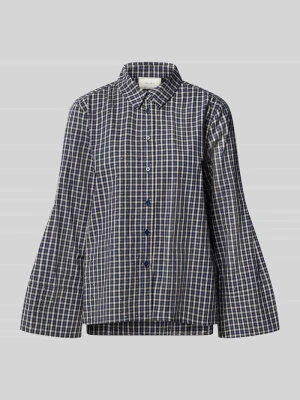 bluzka o kroju regular fit z kratką model 'Drew' NEO NOIR Ciemnoniebieski