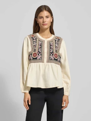 Bluzka o kroju regular fit z kwiatowym haftem model ‘Alec’ Bash