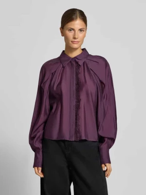 bluzka o kroju regular fit z mieszanka lyocellu z koronką model 'MOLLY' CPH MUSE Śliwkowy