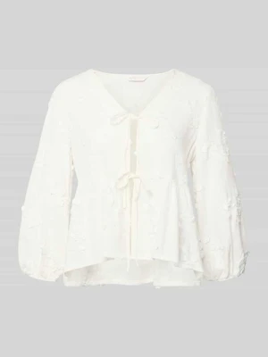 Bluzka o kroju regular fit z Mieszanka wiskozy i lnu z Wiązanie Apricot