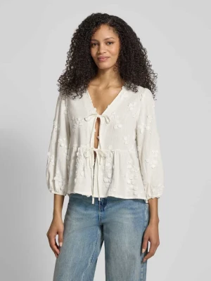 Bluzka o kroju regular fit z Mieszanka wiskozy i lnu z Wiązanie Apricot