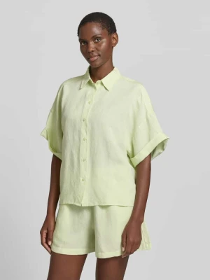 Bluzka o kroju regular fit z mieszanki lnu i wiskozy model 'BISENAS' Boss Orange