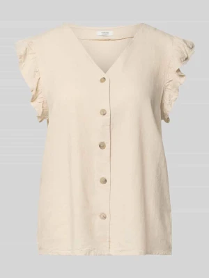 Bluzka o kroju regular fit z mieszanki lnu i wiskozy z falbanami b.Young