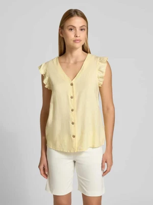 Bluzka o kroju regular fit z mieszanki lnu i wiskozy z falbanami b.Young