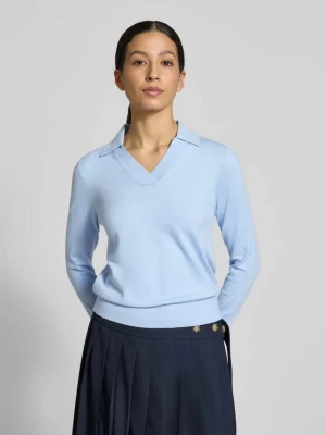 Bluzka o kroju regular fit z mieszanki wiskozy z długim rękawem i kołnierzykiem polo Christian Berg Woman