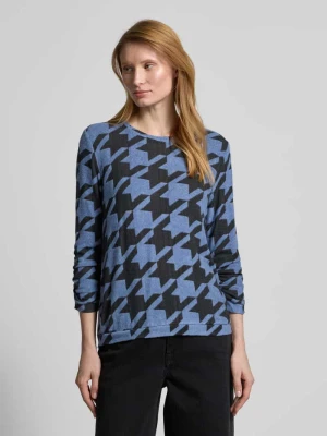 Bluzka o kroju regular fit z mieszanki wiskozy z rękawem o dł. 3/4 i wzorem na całej powierzchni Tom Tailor