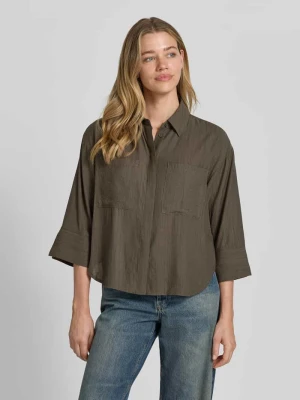 Bluzka o kroju regular fit z mieszanki wiskozy z rękawem o dł. 3/4 model 'Forna' Opus Khaki