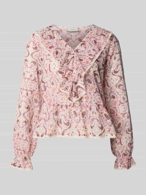 Bluzka o kroju regular fit z nadrukiem paisley na całej powierzchni model 'Ajda' NEO NOIR Różowawy