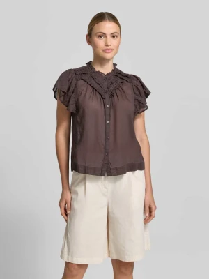 bluzka o kroju regular fit z obszyciem falbanami model 'Vinsa' NEO NOIR