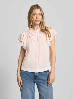 bluzka o kroju regular fit z obszyciem falbanami model 'Vinsa' NEO NOIR