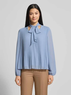 Bluzka o kroju regular fit z wiązaniem pod szyją i plisami s.Oliver BLACK LABEL