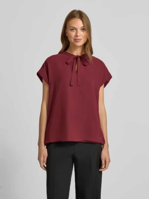 Bluzka o kroju regular fit z wycięciem w kształcie łezki model ‘Tie’ Calvin Klein Bordowy