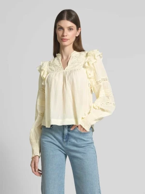 Bluzka o kroju regular fit ze koronką szydełkową model ‘Mauri’ NEO NOIR