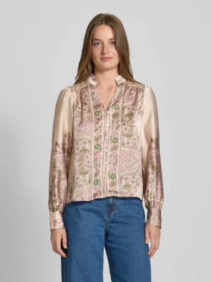 Bluzka o kroju regular fit ze stójką model ‘Massima’ NEO NOIR