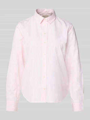 Bluzka o kroju regular fit z wzorem w paski i wyhaftowanym logo Gant