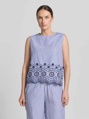 Bluzka o kroju relaxed fit z ażurowym, kwiatowym wzorem model 'Inzi' B.Young Lawendowy