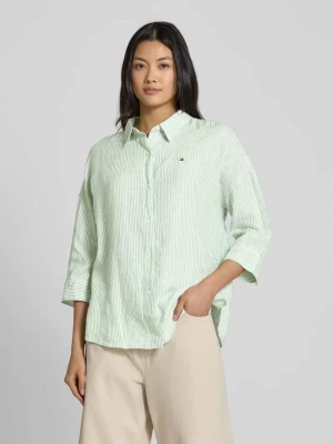 Bluzka o kroju relaxed fit z czystego lnu Tommy Hilfiger Jasnozielony