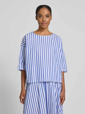 Bluzka o kroju relaxed fit z dekoltem w łódkę Rich & Royal Granatowy