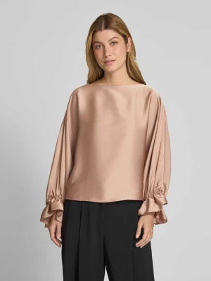 Bluzka o kroju relaxed fit z dekoltem w łódkę V by Vera Mont