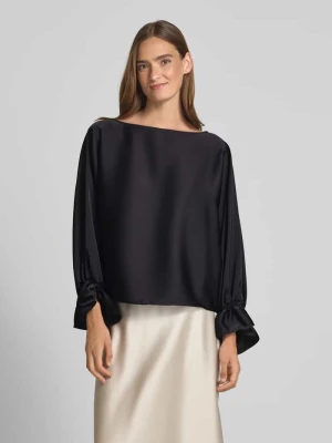 Bluzka o kroju relaxed fit z dekoltem w łódkę V by Vera Mont