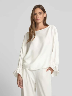 Bluzka o kroju relaxed fit z dekoltem w łódkę V by Vera Mont