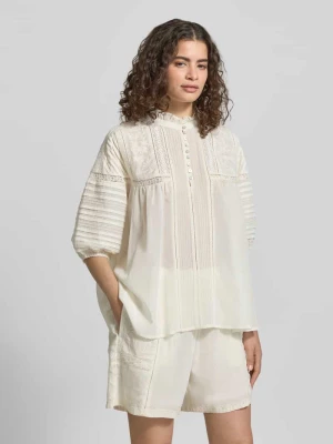 Bluzka o kroju relaxed fit z haftami i drapowaniami Jake*s Écru