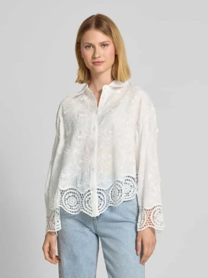 Bluzka o kroju relaxed fit z koronką szydełkową Apricot