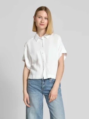 Bluzka o kroju relaxed fit z mieszanki wiskozy i lnu model ‘VIVA’ Selected Biały